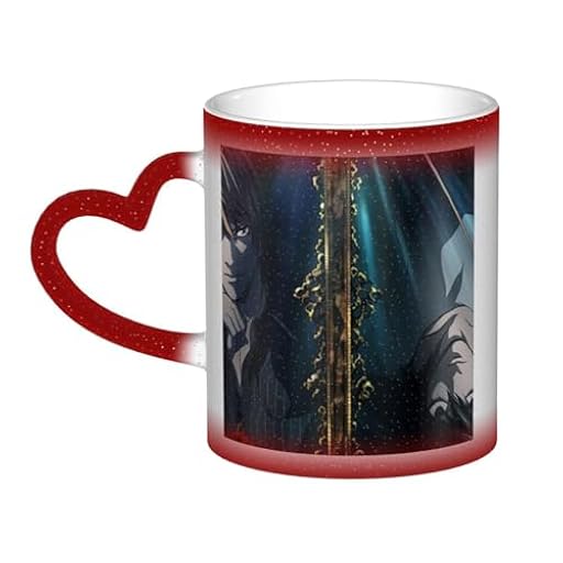 YINGD Death Note Ryuk - Tazas personalizadas minimalistas de cerámica blanca pura de 330 ml, patrón térmico degradado, taza de oficina en casa, gran capacidad | Ya disponible en tu tienda friki favorita! En mundofriki.es!