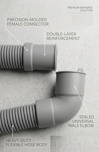Image of Sanavya LG Fully-Automatic Washing Machine Drain Pipe 3 METERS, Washing Machine Pipe Outlet,No Leak, Universal Compatible Drain Pipe, Grey (Pack of 1)