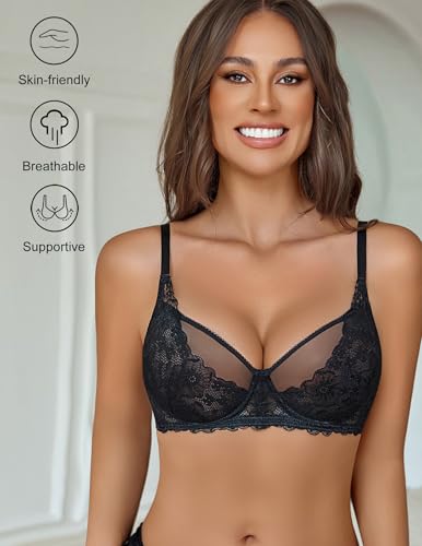 Avidlove Women Lace Bra Underwire Sexy Bralettes Unlined Mesh Full Coverage Lingerie Everyday Bras3