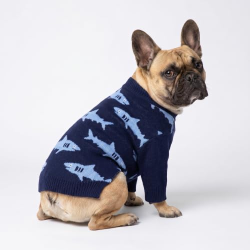 Image of Fitwarm Shark Dog Sweater, Winter Clothes for Small Dogs Boy Girl, Blue, XXL