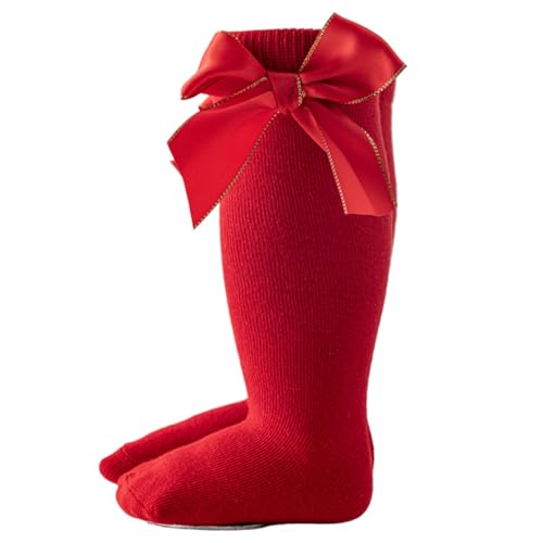 Kaerm Toddler Baby Girls Knee High Socks Cute Bowknot Princess Stockings Cozy Warm Cable Knit Winter Socks
