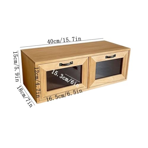 Estantería madera desgastada WANGHAI-666 con cajón y doble vidrio 3