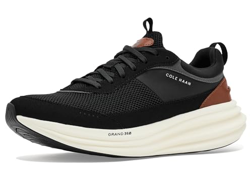 Cole Haan Cole Haan Men's Original Grand Quadstreak Running Sneakers, Black/British Tan/Ivory, 7-M US