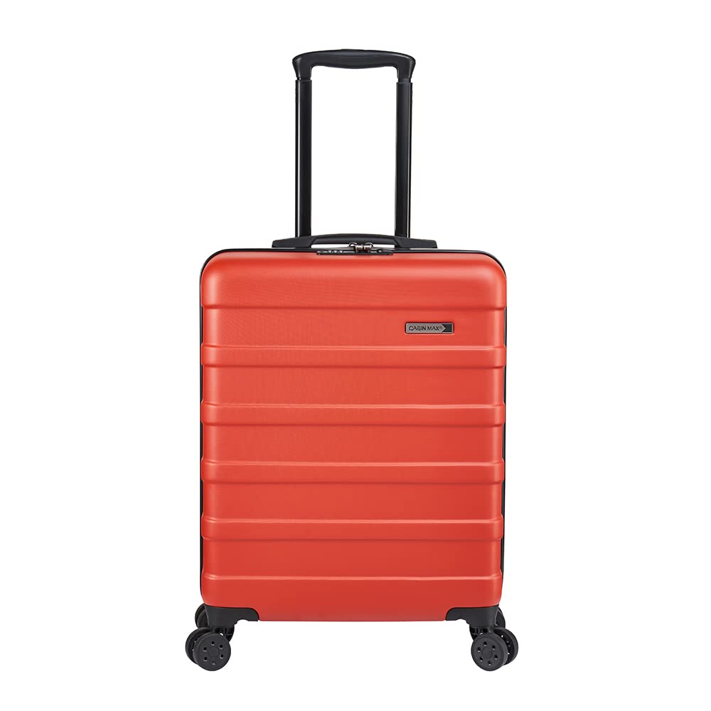 Cabin Max Anode 44L 55x40x20cm (22x16x8inch) Carry On Hand Luggage Suitcase - Lightweight, Hard Shell, 4 Wheels, Smart USB Port, 3 Digit Combination Lock (Falu Red)