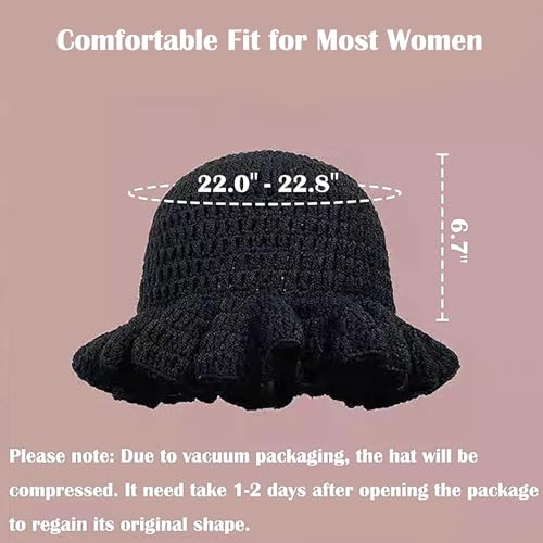 Sombrero tipo Bucket tejido con volantes para mujer miniatura 5