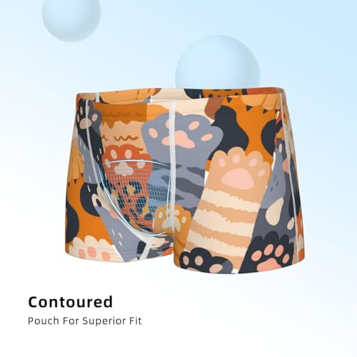 Boys' Cotton Boxer Brief Soft Underwear-Cute Cat Paw4