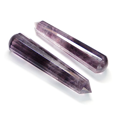 Image of Nature's Crest Amethyst Healing Wand Massage Stick Natural Stone Energized & Charged for Reiki Pooja & Crystal Healing (1 PC - Aprox 3 inch to 4 inch or 8 to 10 CMS)
