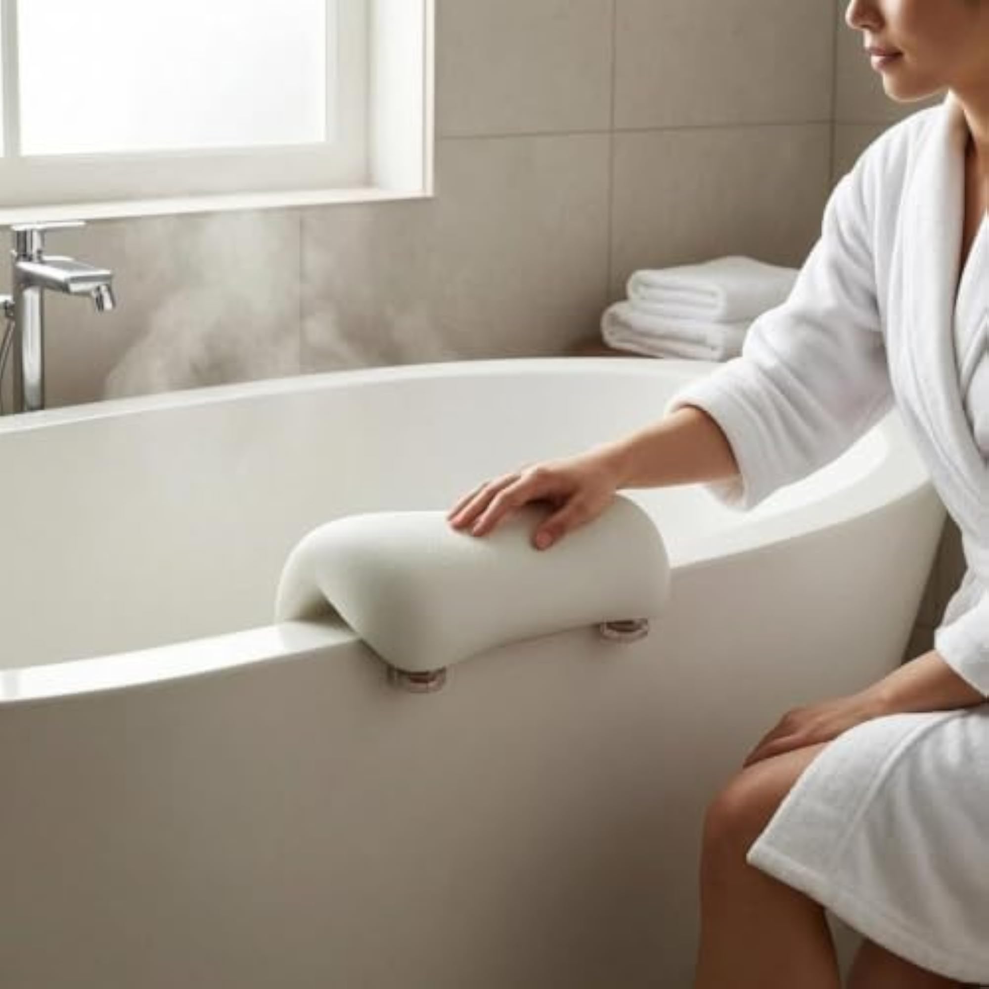 Recessed Underside Bath Tub Headrest Pillow