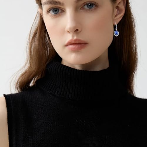 Pink Earrings Sterling Silver Birthstone Oval 5A Cubic Zirconia Dangle Drop Jewelry Gifts for Women3