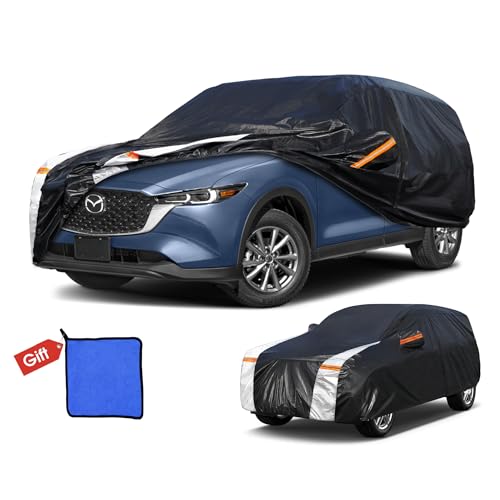 Image of Mazda CX5 Car Cover 100% Waterproof All Weather, Gift with Towel, 10 Layers Car Cover Custom Fit 2012-2025 CX-5, Outdoor Full Exterior Cover Rain Sun UV Protection with Door Zipper.