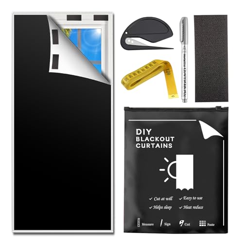 La mejor comparación de Persianas de Papel disponible en línea. 41 TOCOZOC Cortinas Opacas Portátil, 145 x 300cm Persianas Opacas Portátil con Aislamiento Térmico, DIY Persianas Cortina para Ventanas con Cortador, Regla y Bolsas