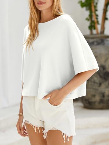 Image of Cicy Bell Womens Half Sleeve Sweaters Oversized Boat Neck Knitted Pullover Sweater Trendy Casual Loose Fit Fall Tops