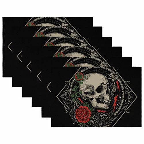 Set de table Lucky Skull fleur antidérapant résistant chaleur table 30x45 - 6