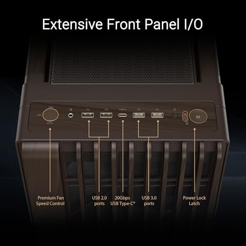 Image of ASUS ProArt PA602 Wood Edition Retro Brown E-ATX Mid-Tower Case with Tempered Glass, 440 mm GPU Support, 420 mm Radiator & 3 Pre-Installed Fans
