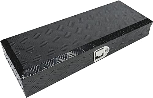 Buripes 34.5"X12.75"X6.38" Aluminum Pickup Truck Bed 5 Bar Tread Pattern Truck Tool Box, Waterproof Underbody Tool Box Storage Trailer Tongue Box With Lock And Key For Rv, Atv, Trailer & Truck(Black) #TOP7