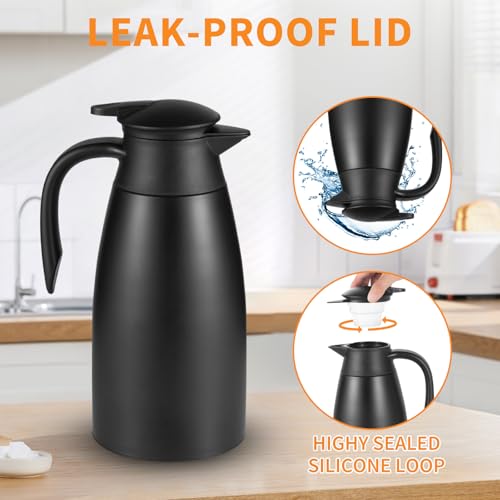 Jarra térmica de 2 L con doble pared de acero inoxidable para mantener tu café siempre caliente 5