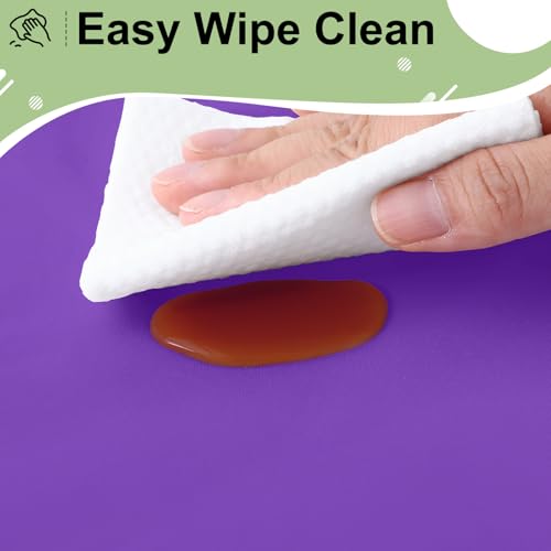 Image of misaya 4 Packs Disposable Plastic Table Cloth, 84 inch Round Waterproof Tablecloth, Leakproof & Sturdy Decorative Table Covers for Picnic, Party, Outdoor and Back to School, Purple