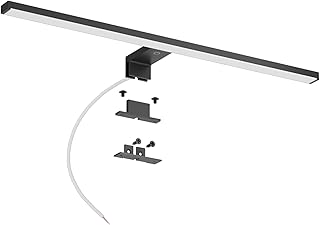 DEELUX Led Spiegelleuchte Mit Touch-Schalter 60cm,Dimmbares Spiegelleuchte Bad(120~1200 lm)15W,4000K Neutralweiß Spiegelschrank Leuchte,Badleuchte,Spiegelbeleuchtung 600mm Wandlampe Badezimmer,Schwarz