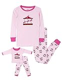 Leveret Kids Pajamas Matching Doll & Girls Pajamas 100% Cotton Pjs Set (Carousel,Size 5 Toddler)