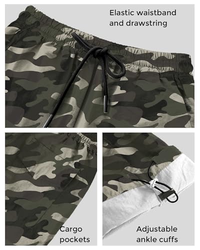 Image of Girls Parachute Cargo Pants Drawstring Waterproof Causal Hiking Pants for Girls Pockets Lightweight Running Joggers