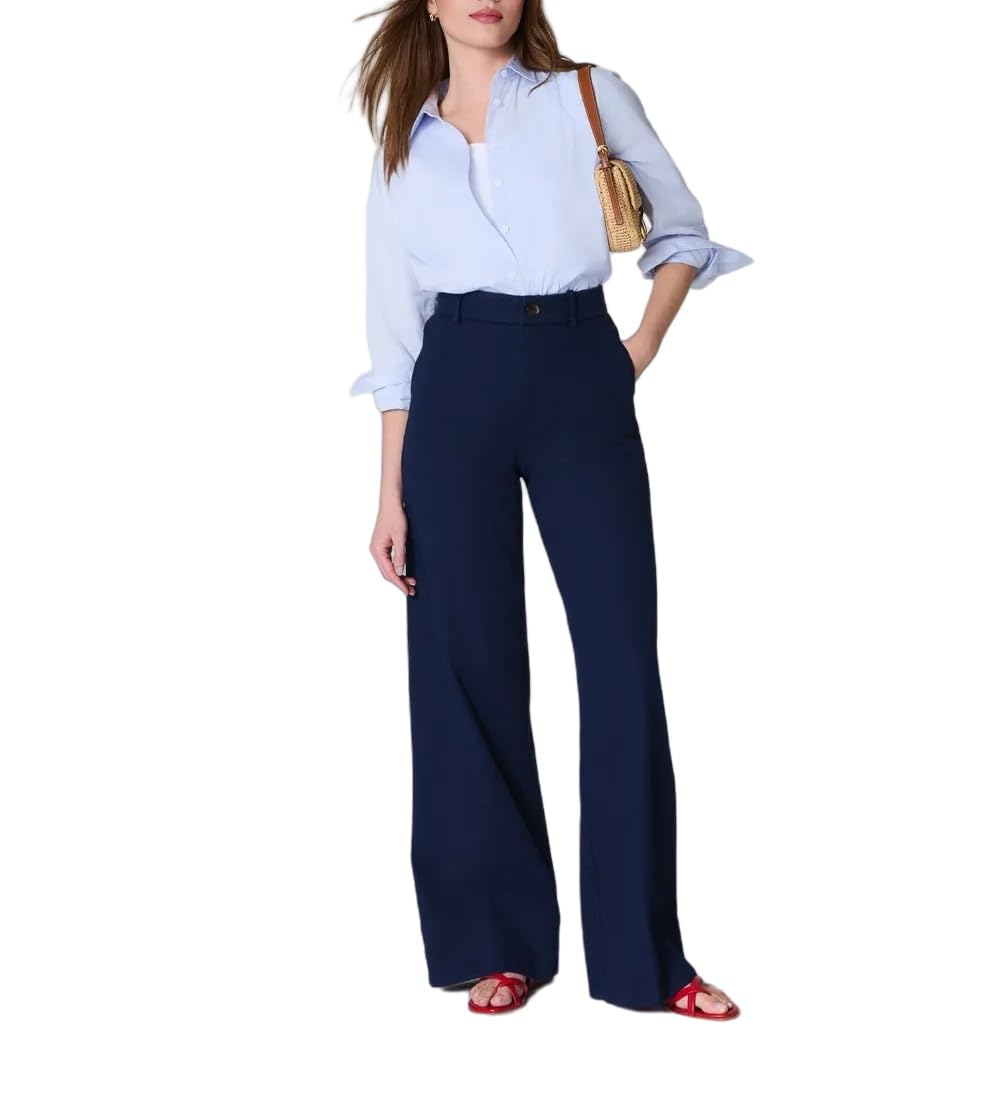 Womens Tummy Control Stretch Twill Wide Leg Pant High Waist Business Work Trousers Dressy Pants