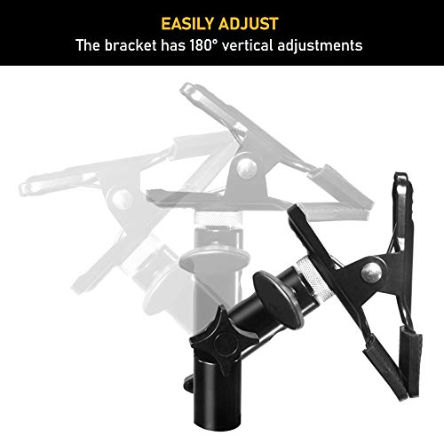 Julius Studio [2 Pack] Clamp Clip Holder Light Stand Mount Bracket With Umbrella Reflector Holder & 1/4, 3/8 Inch Female Screw Adapter Thread Brass Photography Studio, Jsag238 #TOP3