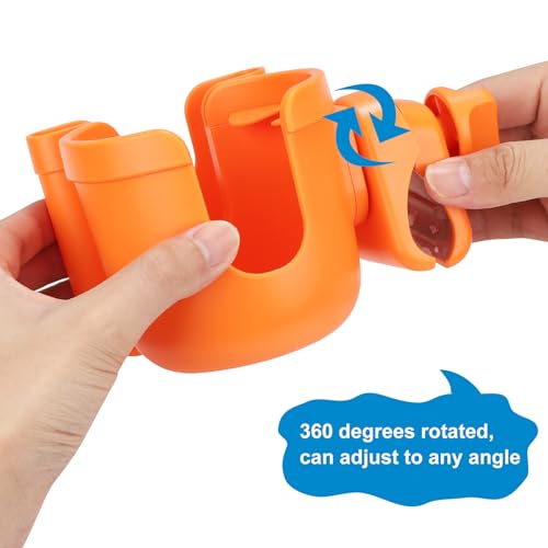 Image of Accmor Stroller Cup Holder with Phone Holder, Bike Cup Holder, Universal Cup Holder for Uppababy Nuna Doona Strollers, 2-in-1 Cup Holder for Walker, Wheelchair, Scooter