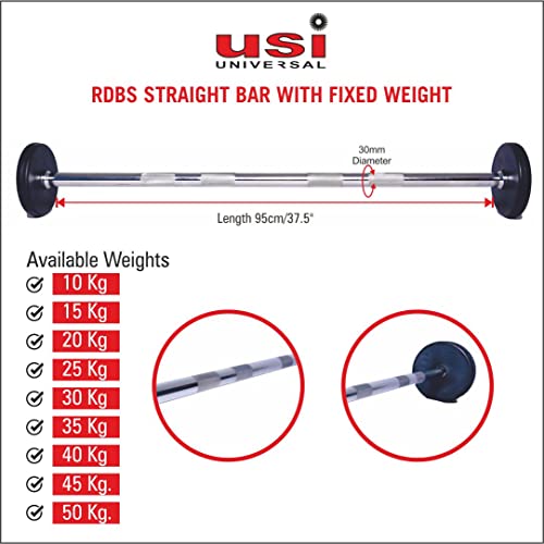 Image of USI UNIVERSAL Straight Weight Bar With Fixed Heads - Lifting Gym Rod, Curl Barbell for Workout Exercise Set (25)