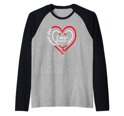 Case Manager Enfermera San Valentín Estetoscopio Corazón RN Camiseta Manga Raglan