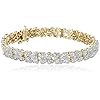 Amazon-Collection-18k-Yellow-Gold-Plated-Sterling-Silver-Genuine-Diamond-Hearts-Bracelet-110-cttw-I-J-Color-I2-I3-Clarity-725 Amazon Collection 18k Yellow Gold Plated Sterling Silver Genuine Diamond Hearts Bracelet (1/10 cttw, I-J Color, I2-I3 Clarity), 7.25"