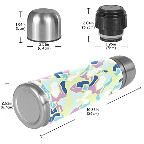 Stainless Steel Leather Vacuum Insulated Mug Abstract Geometric Thermos Water Bottle For Hot And Cold Drinks Kids Adults 16 Oz #TOP4