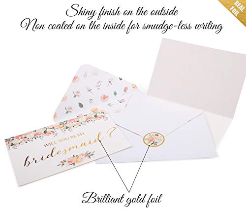 Bridesmaid Proposal Cards. Box Set Of 8 Will You Be My Bridesmaid And 2 Maid Of Honor Cards. 4 X 6 Floral Cards With Gold Foil Ideal For Bridal Party Or To Go With Bridesmaid Gifts #TOP1