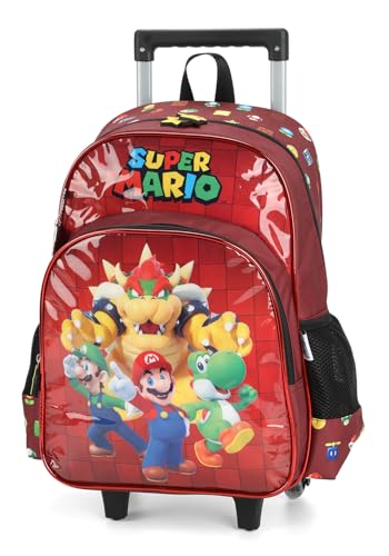 Mochila com Rodinhas Super Mario Bowser Vermelho - Luxcel