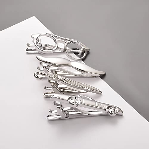 Runootpr 4Pcs Tie Clips For Men Unique Silver Glasses Beard Umbrella Car Tie Bar Set Personalized Holiday Birthday Jewelry Gift #TOP3