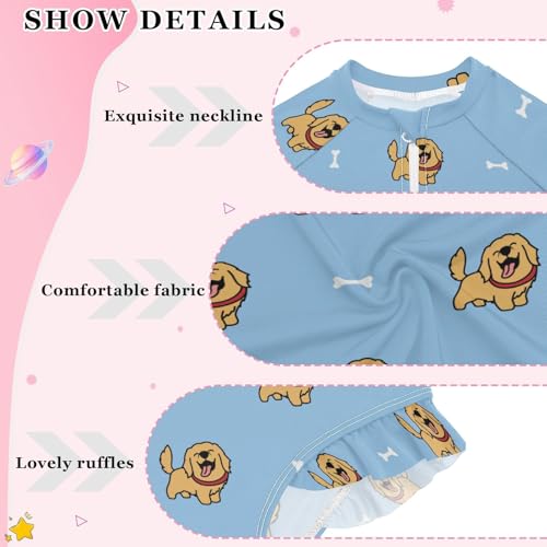 Image of Girls One Piece Swimsuits Long Sleeve Rash Guard Bathing Suit Rash Guard Quick Dry UPF 50+ Swimwear for Kids 3-12