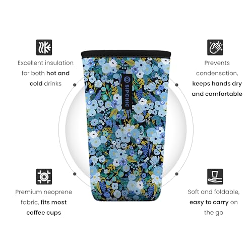 Image of Iced Coffee Sleeve - Neoprene Reusable Cup Sleeves for Drinks, Insulated Drink Sleeves to Keep Hands Dry & Drinks Cold, Stylish & Durable Coffee Sleeves (Frosted Bloom, Medium: 22-29oz)