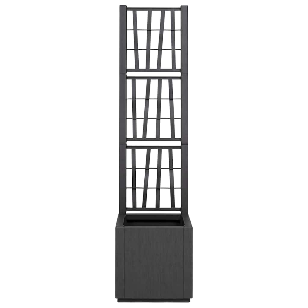 Bac à Fleurs avec Treillis Gris foncé 36 x 36 x 140 cm PP Pots & Cache-Pots Gris,42006500