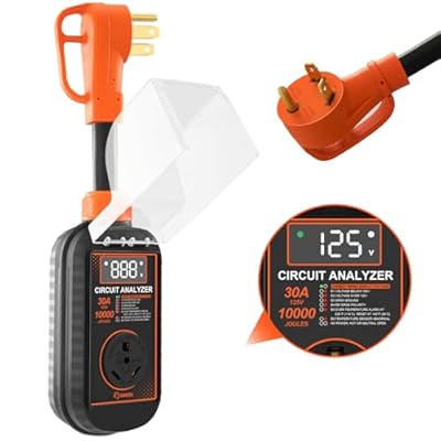 Saker 30 Amp RV Surge Protector, Adapter Plug with Display, Temperature Power-Off |Voltage Outage Protection, U-Shaped Hole, RV Circuit Analyzer(10000 Joules) 30 Amp Essential RV Accessory for Camper