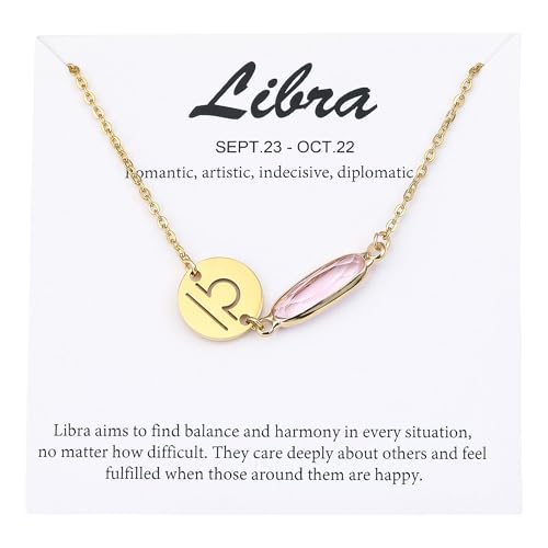 TGOLM 14k Gold Plated Libra Sign October Birthstone Crystal Bracelet for Women Birthday Gift