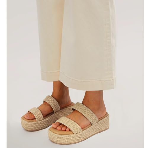 Dsevht Platform Sandals Women Cute Wedge Espadrilles Slip on Summer Beach Raffia Vacation Sandal Comfortable Open Toe Dressy Shoes3