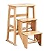 GJSN Haushalts- und Outdoor-Mehrzweck-Leitern und Hocker, Pedalhocker, 3 Stufen – Klappleiter, Kombi-Treppenhocker, Holzfarbe