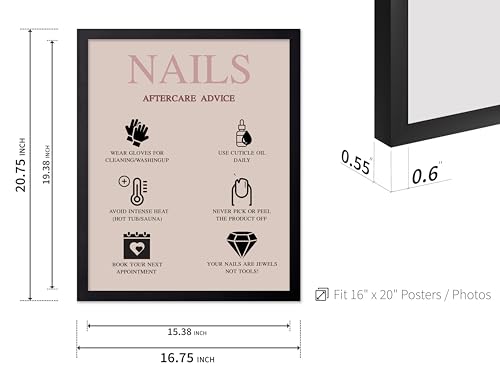 Image of Poster Master Nails Aftercare Advice Print - Fashion Poster - Manicure Art - Trendy Gift for Men, Women & Fashionista - Chic Decor for Salon, Spa or Nail Bar - 16x20 Black Framed