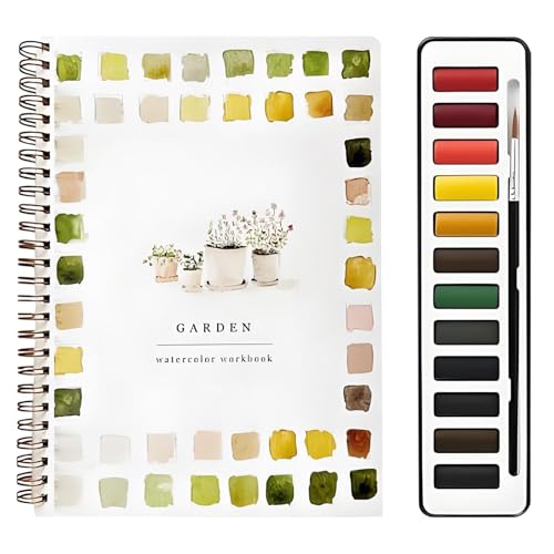 Kit de pintura de acuarela, kit de arte de viaje, material de papel grueso, diseño portátil y relajante, libro de sentido artístico para amigos amantes del arte o viajar, del estrés e