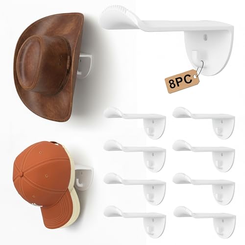 TUSPIPAL Adhesive Hat Hooks for Wall, 8 Pack, 2.9" Cowboy