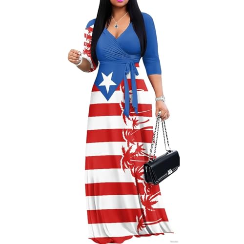 Srengjodk Puerto Rico Outfits for Women Trip with Pocket 2026 Sexy Puerto Rico Dress Waist Tied for Resort,Beavh Caribbean Outfits for Women Chic Blue Medium