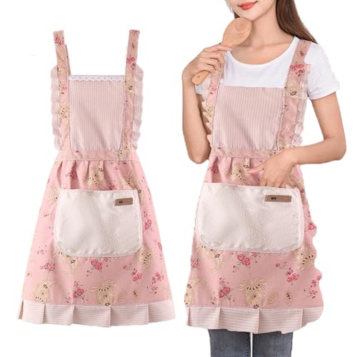 LaresDay Profi-Kochschürze Damen | Spülmaschinenfeste Berufsschürze für Küche, Gastronomie & Outdoor | Wasserabweisendes Polyester mit Microfaser-Wischzone | Strapazierfähige (pink)