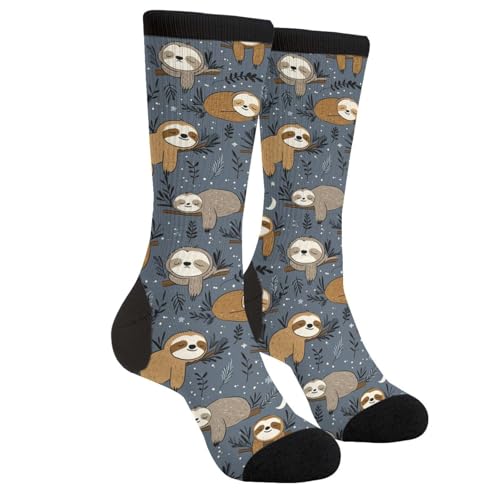 DEKIFNHG Funny Sleep Sloth Novelty Socks Casual Athletic Crazy Crew Socks For Women Men