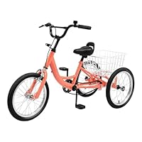 Fridgestea 16 Inch Tricycle for Kids, Single Speed 3 Wheel Children's Bike Cruiser Bike Trike with Shopping Basket for Boys Girls of 7-10 Years Old, 50KG Weight Capacity