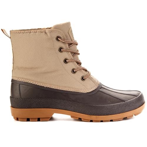 Mens Cold Weather Duck Toe Snow Boots, Waterproof Insulated Winter Boots, Lace Up Comfort, Sizes 8-132