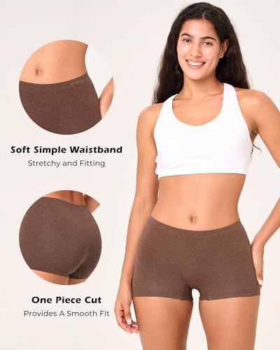Image of BAMBOO COOL Womens BoyShorts Underwear Seamless Boxer Briefs Mid Rise Full Coverage Breathable Stretch Ladies Panties 5 Pack